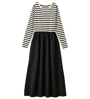 RANAN（ラナン）の「ニットドッキングワンピース（ドッキングワンピース）」｜ボーダー／ブラック