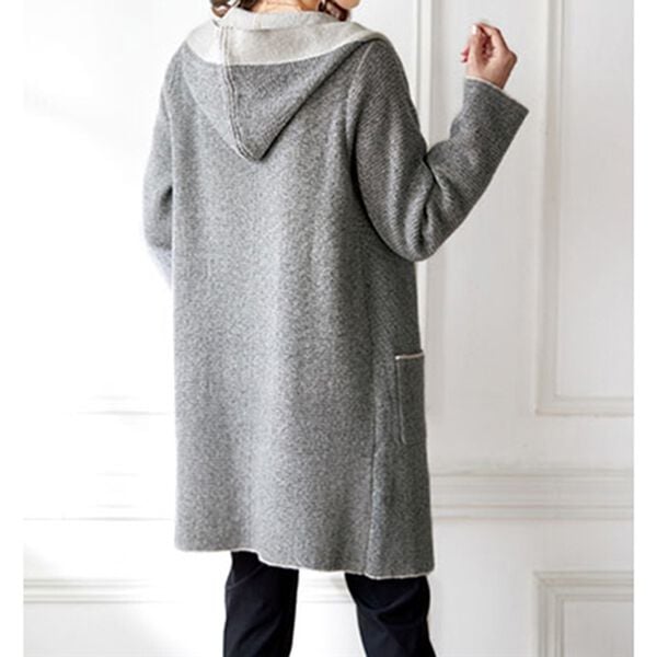 BELLUNA（ベルーナ）の「ツイード調編地フードニットジャケットアンサンブル（アンサンブル）」｜詳細画像