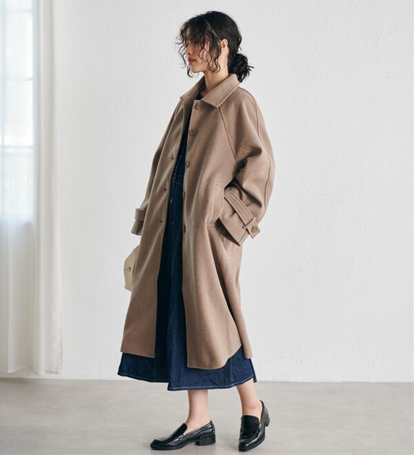 HARE（ハレ） ウールチェックステンカラーコート なし グレー系