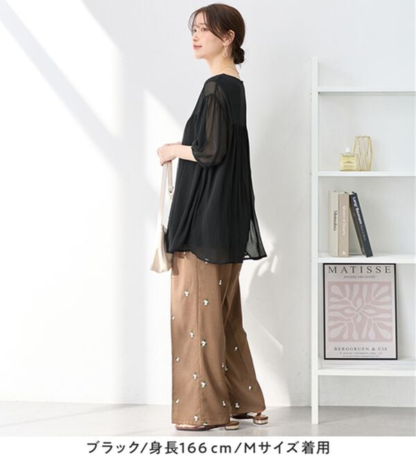 Viola e Viola（ヴィオラ エ ヴィオラ）の「【毎日着たい！】カットソー裏地付シフォンチュニック（チュニック）」｜詳細画像