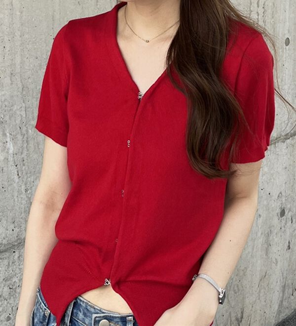 GeeRA（ジーラ）の「ホックデザインサマーカーディガン（ニットカーディガン）」｜詳細画像