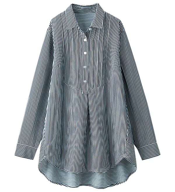 BELLUNA（ベルーナ）の「麻調素材タックデザインシャツチュニック（チュニック）」｜詳細画像