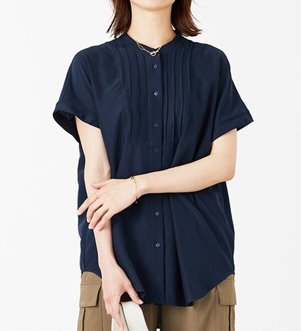 BELLUNA（ベルーナ）の「ビンテージ素材ドルマンシャツチュニック（チュニック）」｜詳細画像