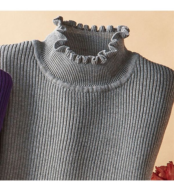 BELLUNA（ベルーナ）の「肌に優しいテンセル綿セーター（ニット・セーター）」｜杢グレー