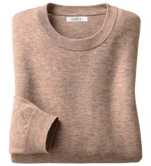 「＜シンプル＆プラス＞毎日着たいシンプルニット（メンズニット・セーター）」｜杢ベージュ