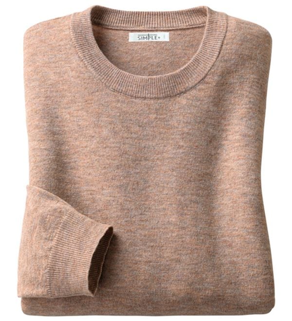 「＜シンプル＆プラス＞毎日着たいシンプルニット（メンズニット・セーター）」｜杢ベージュ