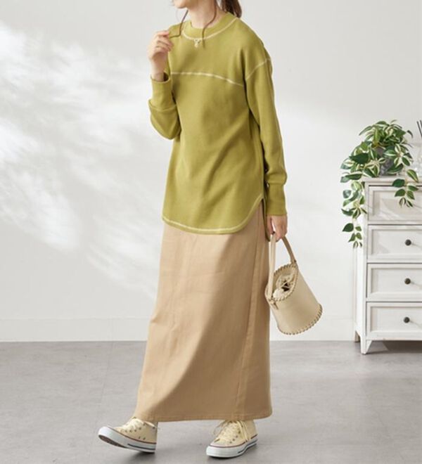 BELLUNA（ベルーナ）の「裏起毛ワッフル素材チュニック（チュニック）」｜詳細画像