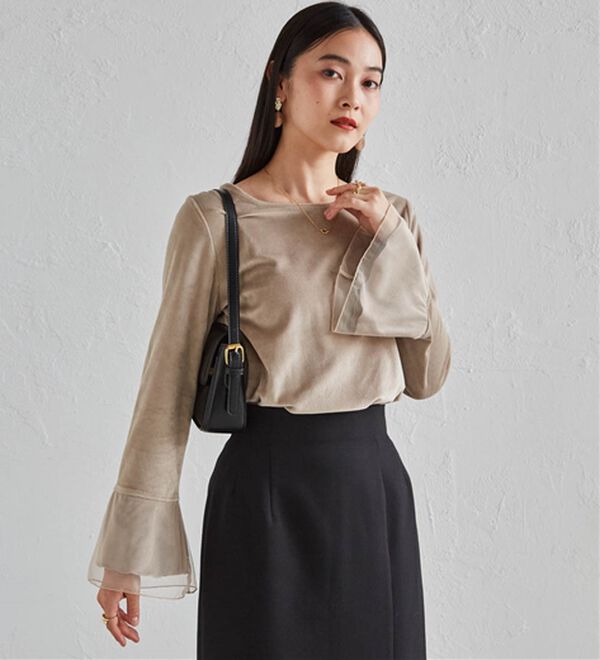 RANAN（ラナン）の「フレアーチュール袖ベロアプルオーバー（カットソー）」｜詳細画像