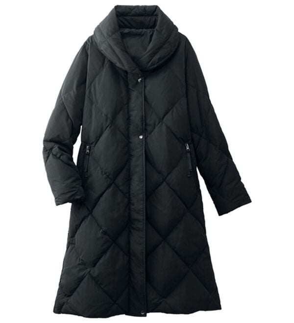 ルフラン（ルフラン）の「キルトデザインふんわり衿コート（ロングコート）」｜黒