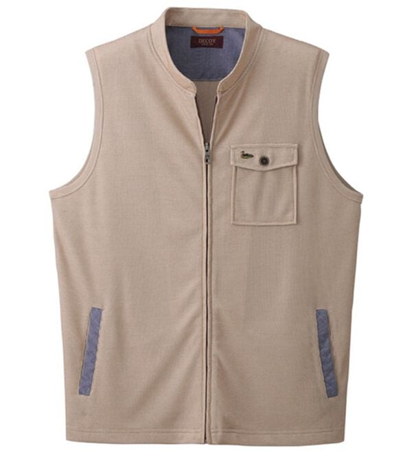 「＜デコイ＞サッと羽織れるスタイリッシュベスト（メンズベスト）」｜ベージュ杢