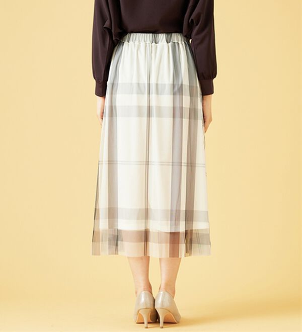 BELLUNA（ベルーナ）の「チュール素材上品プリントフレアースカート（ロングスカート）」｜詳細画像