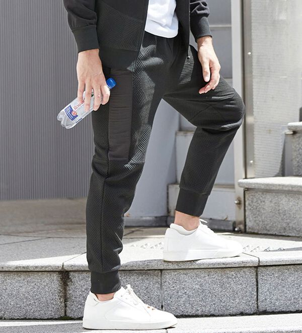 「モードな大人のための異素材パネル切替パンツ（メンズルームウェア）」｜詳細画像