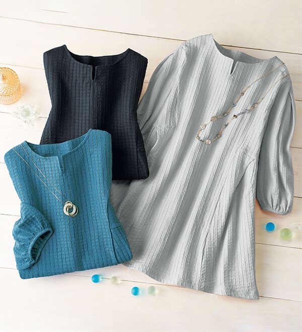 ルフラン（ルフラン）の「【３色組】【ヒヤロン】新ジャカードストライプチュニック（チュニック）」｜詳細画像