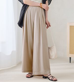 Viola e Viola（ヴィオラ エ ヴィオラ）の「【選べる２丈】さらさらＥＡＳＹ細魅せ叶う！とろみタックワイドパンツ（ワイドパンツ・ガウチョ）」｜グレージュ
