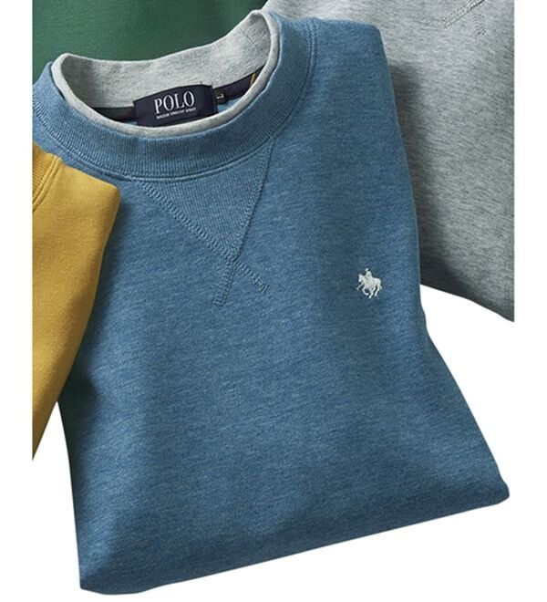 「＜ポロ・ビーシーエス＞裏毛レイヤードトレーナー（メンズトレーナー）」｜サックス