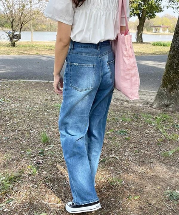 GeeRA（ジーラ）の「ハイウエストストレートデニム（ワイドパンツ・ガウチョ）」｜詳細画像