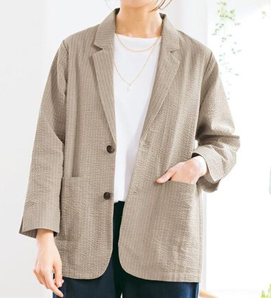 ルフラン（ルフラン）の「＜ｆｕ－ｕ＞洗える綿混サッカー素材ジャケット（その他ジャケット）」