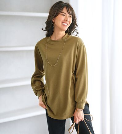 BELLUNA（ベルーナ）の「吸湿発熱ポンチ素材ゆったりチュニック（カットソー）」