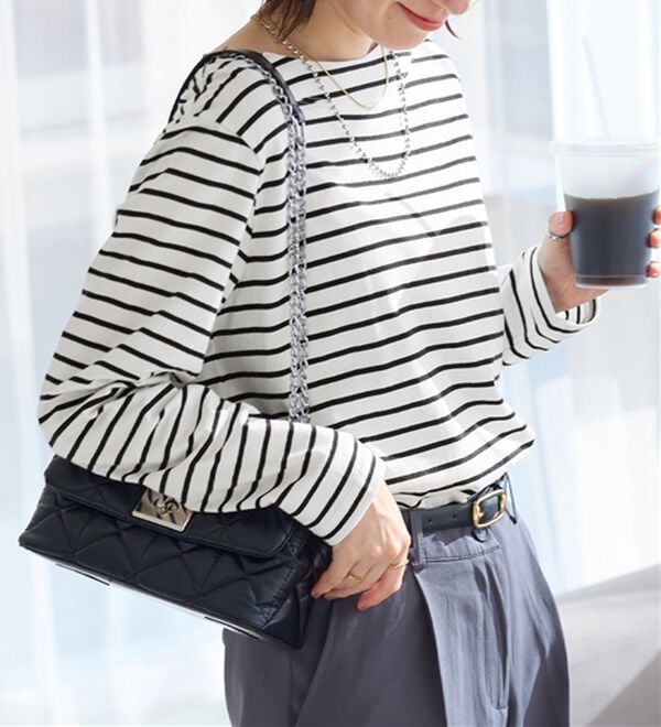 Viola e Viola（ヴィオラ エ ヴィオラ）の「柔らか綿１００％大人キレイTシャツ（カットソー）」｜ボーダー