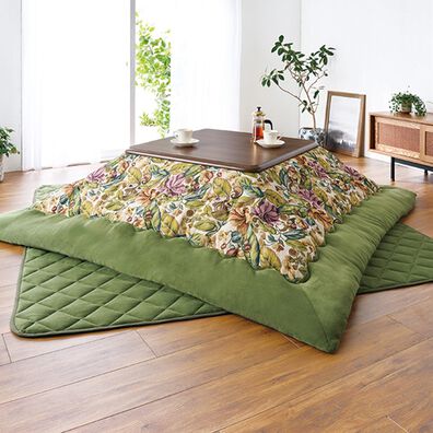 「ゴブラン織こたつ布団３点セット・継ぎ脚付リビングこたつ４点セット（こたつテーブル）」