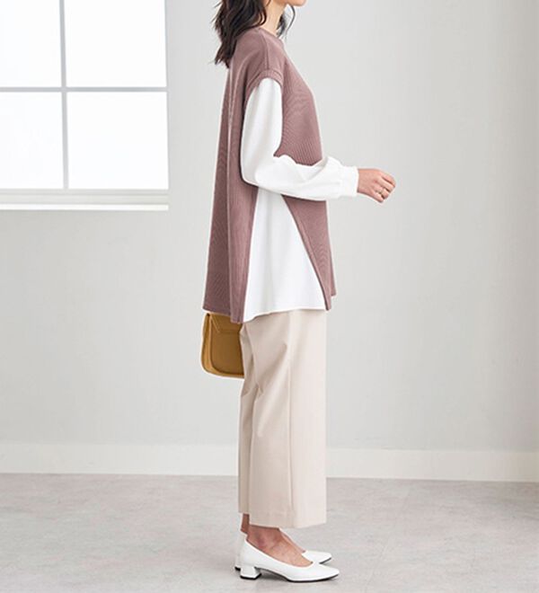 BELLUNA（ベルーナ）の「ボーダージャカード異素材切替チュニック（チュニック）」｜詳細画像