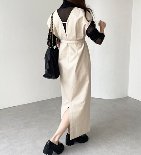 GeeRA（ジーラ）の「ベルト付Ｖネックジャンスカ（ジャンパースカート）」｜詳細画像