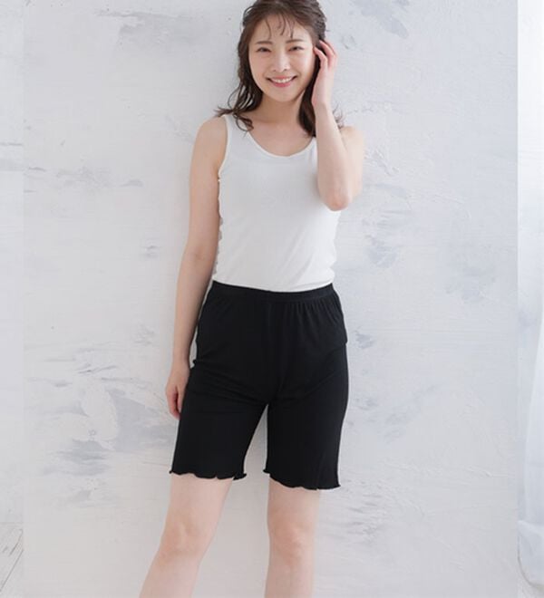 A HAPPY MARILYN（アハッピーマリリン）の「【大きいサイズ】【３Ｌ～８Ｌ／選べる丈】なめらかシルクタッチぺチパンツ（肌着・インナーウェア）」｜詳細画像