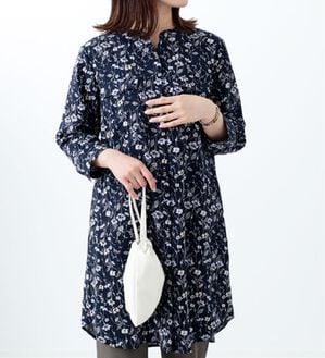 BELLUNA（ベルーナ）の「レーヨンプリントポケット使いワンピース（プリントワンピース）」｜ネイビー系花柄