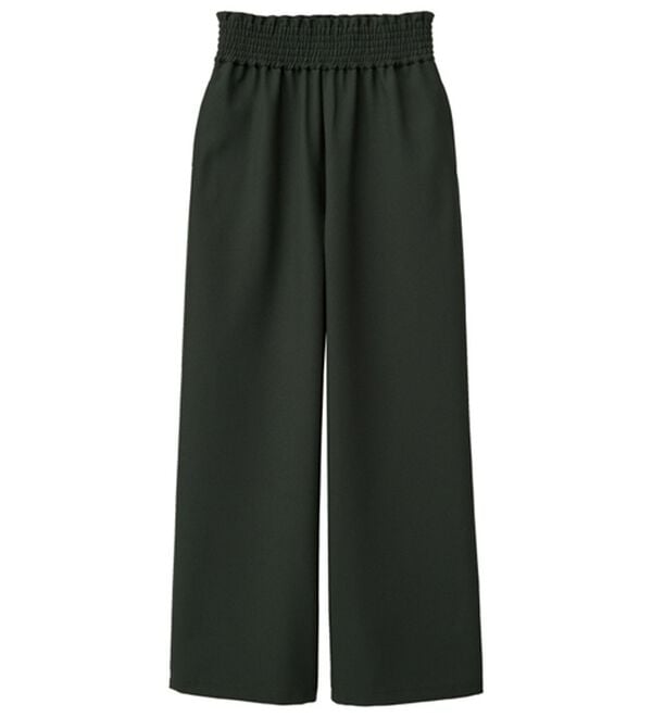 RANAN（ラナン）の「ウエストシャーリングギャザーパンツ（ワイドパンツ・ガウチョ）」｜ブラック