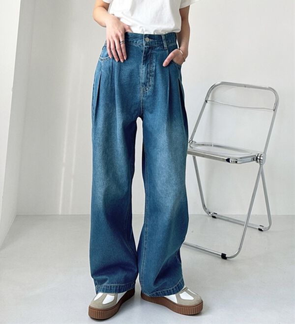 GeeRA（ジーラ）の「２タックワイドデニムパンツ（フルレングスパンツ）」｜詳細画像