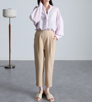 RANAN（ラナン）の「美脚シルエットクロップドパンツ（フルレングスパンツ）」｜ライトベージュ