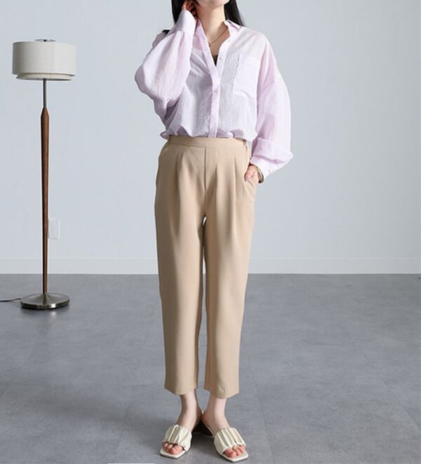 RANAN（ラナン）の「美脚シルエットクロップドパンツ（フルレングスパンツ）」｜ライトベージュ