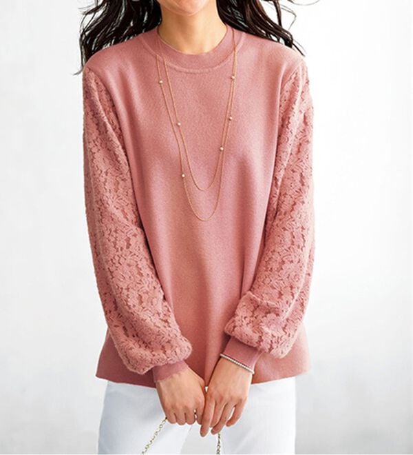 袖起毛レースニットプルオーバー - ベルーナ【公式】 