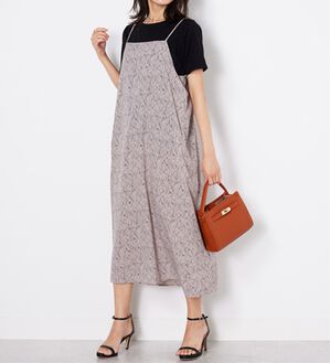 BELLUNA（ベルーナ）の「【2点セット】花柄プリントキャミワンピースアンサンブル（プリントワンピース）」｜ベージュ花柄