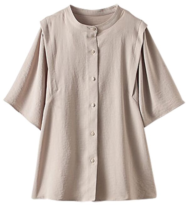 BELLUNA（ベルーナ）の「【快適Ｌａｂ．】お手入れ楽々ビンテージ調素材ブラウス（ブラウス）」｜詳細画像