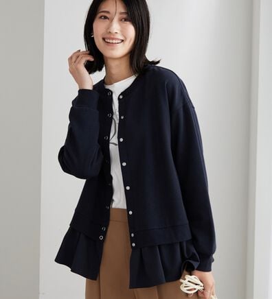 BELLUNA（ベルーナ）の「裏起毛素材ドッキングカーディガン（その他カーディガン）」