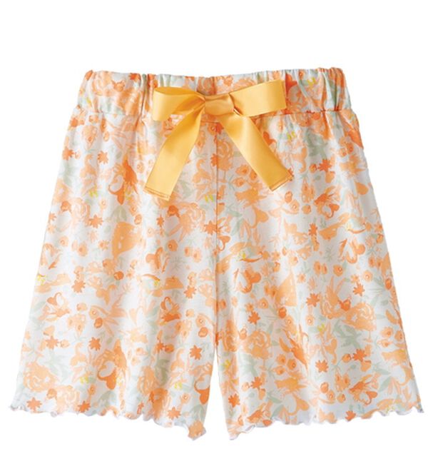 YU'NOW（ユナウ）の「【上下２点セット】レーヨンブレンド　フラワーＴシャツ＆ショートパンツセット（パジャマ・ルームウェア）」｜詳細画像