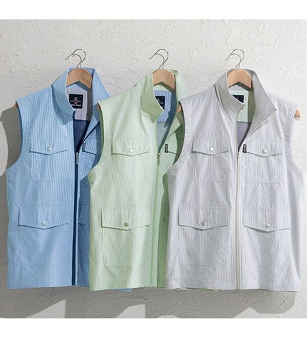 「爽やかサマーコードレーン多ポケットベスト（メンズベスト）」｜詳細画像