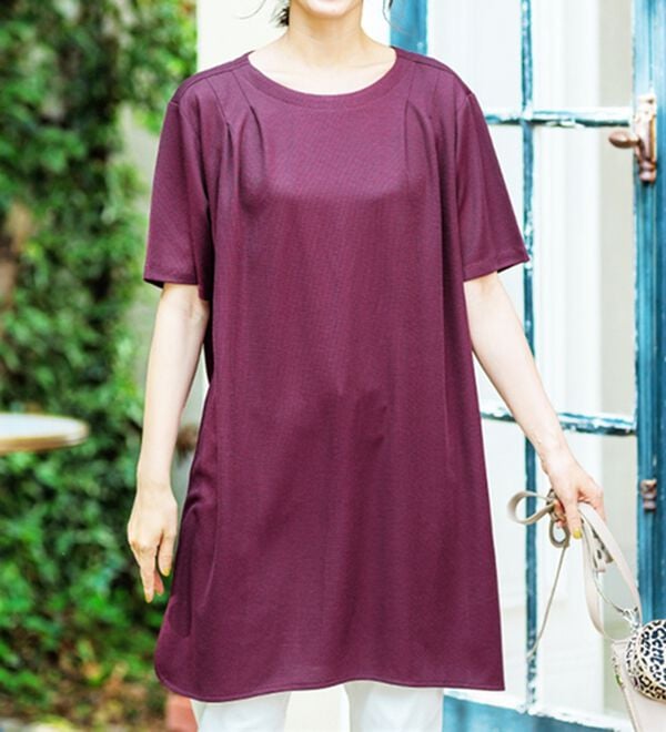 BELLUNA（ベルーナ）の「【接触冷感】かのこ素材タックデザインチュニックワンピース（その他ワンピース）」｜詳細画像