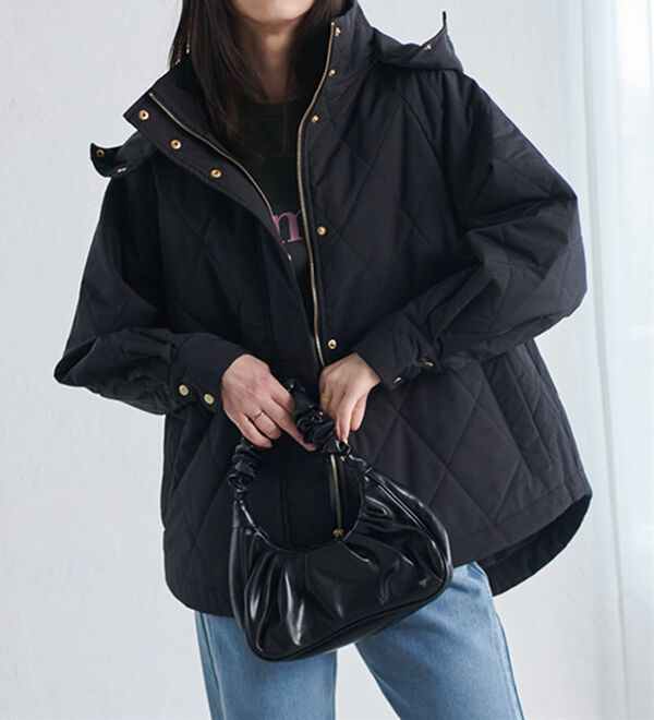 RANAN（ラナン）の「２ｗａｙボリューム袖ライトダウンキルティングアウター（ハーフコート）」｜詳細画像