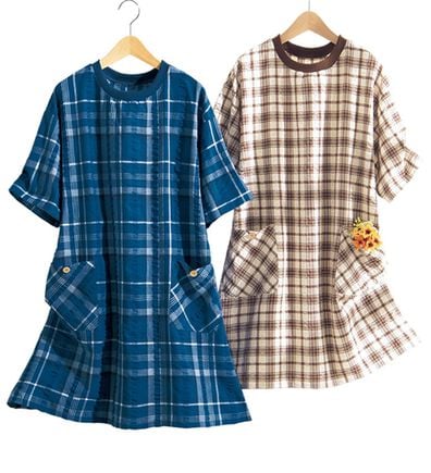 LAVIENNE（ラヴィエンヌ）の「【２枚組】綿１００％サッカー素材の涼やか家事服（ホームウェア）」