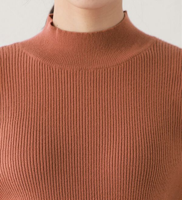 Pierrot（ピエロ）の「【選べるネック】袖ボタンリブニット（ニット・セーター）」｜詳細画像