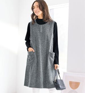 ルフラン（ルフラン）の「ツイード調ジャンパードレス＆トップスセット（ジャンパースカート）」｜レギュラー(黒系)