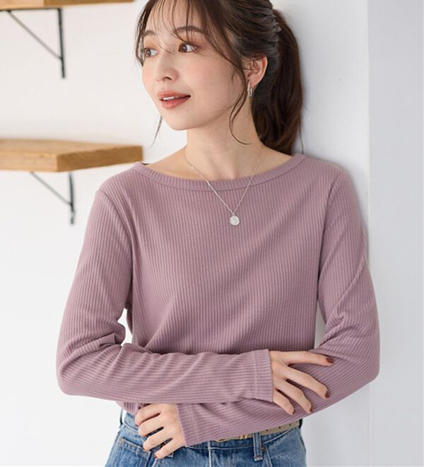 Viola e Viola（ヴィオラ エ ヴィオラ）の「【クルーネック】チクチクしにくい裏起毛プルオーバー（カットソー）」｜モーブグレー