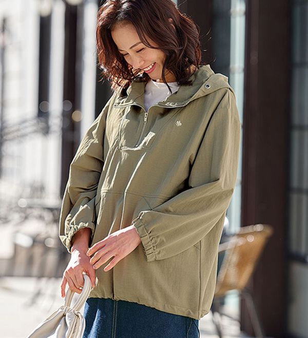 BELLUNA（ベルーナ）の「【ＰＯＬＯ　ＢＣＳ】ひんやりＵＶ対策アノラックゆるパーカー（ジレ）」｜オリーブ