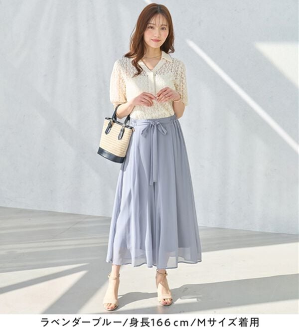 alotta（アロッタ）の「ふんわりシフォンワイドパンツ（ワイドパンツ・ガウチョ）」｜詳細画像