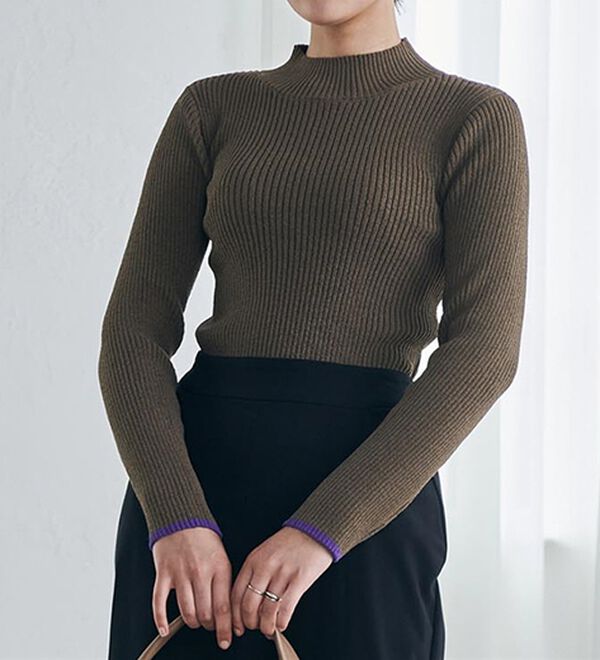 RANAN（ラナン）の「もちもちリブパイピングハイネックニット（ニット・セーター）」｜詳細画像