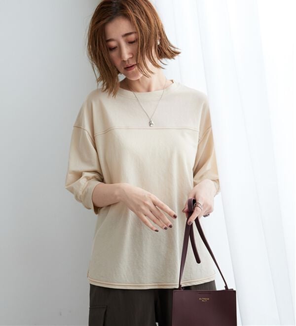 BELLUNA（ベルーナ）の「配色ステッチデザインプルオーバー（カットソー）」｜詳細画像