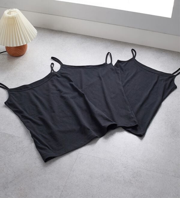 YU'NOW（ユナウ）の「【同色３枚セット】綿混ベーシックインナーキャミセット（肌着・インナーウェア）」｜詳細画像