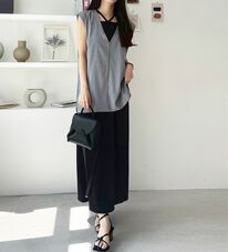 GeeRA（ジーラ）の「麻調ベスト&times;リブワンピースセット（その他ワンピース）」